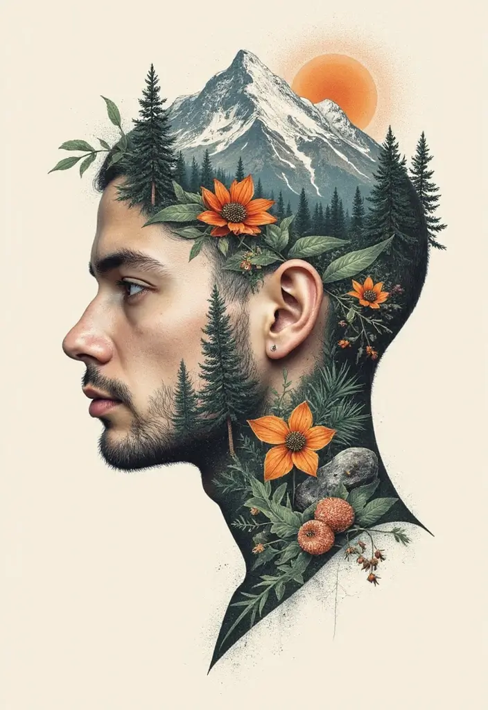30 Geometric Head Tattoo Ideas for Bold Expression - 10. Nature-Inspired Geometric Designs