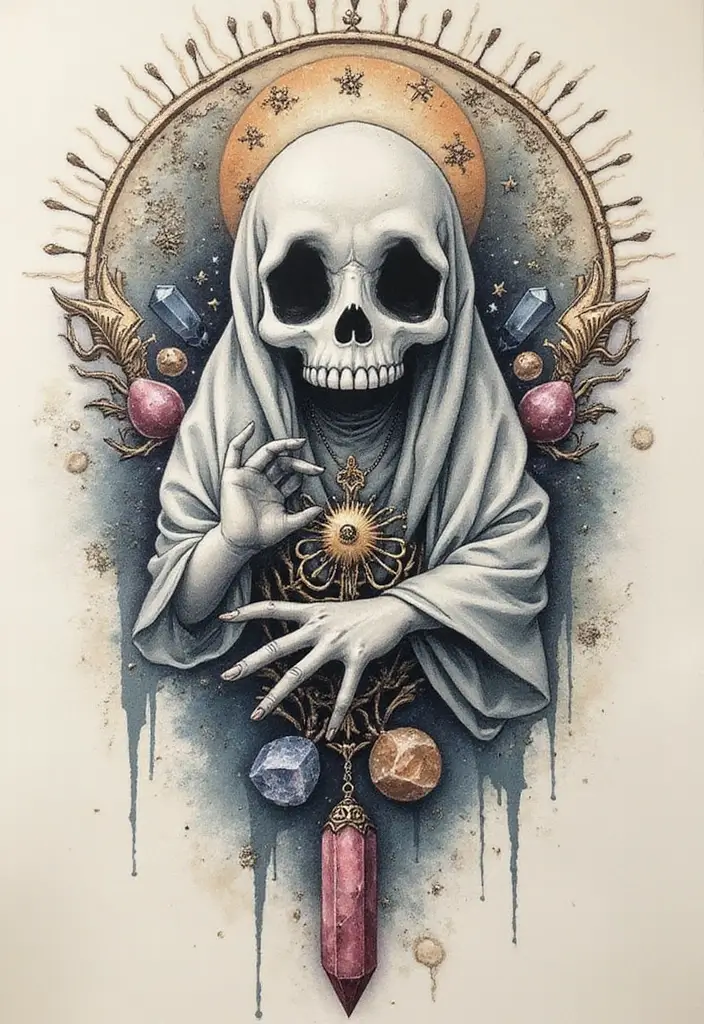 30 Ghost Tattoo Meanings and Designs with Spooky Style - 10. Mystical Connections