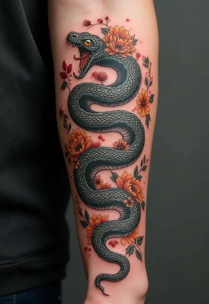 30 Irezumi Tattoo Designs Showcasing Traditional Japanese Art - 10. Snake: Wisdom and Transformation