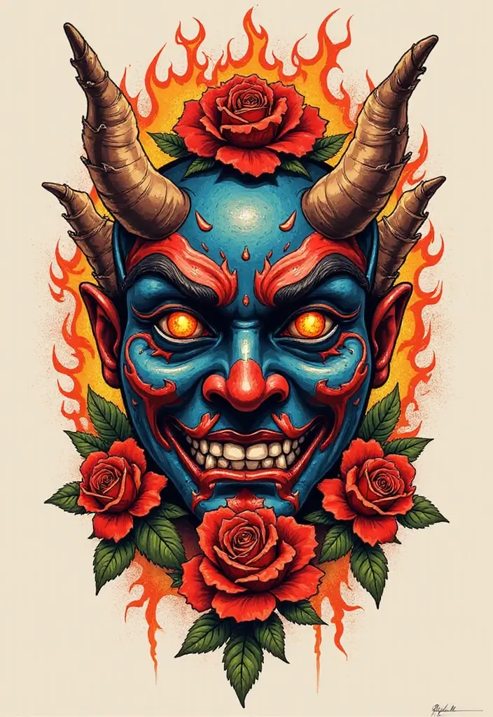 30 Japanese Sleeve Tattoo Designs for Bold Ink Lovers - 10. Traditional Hannya Mask