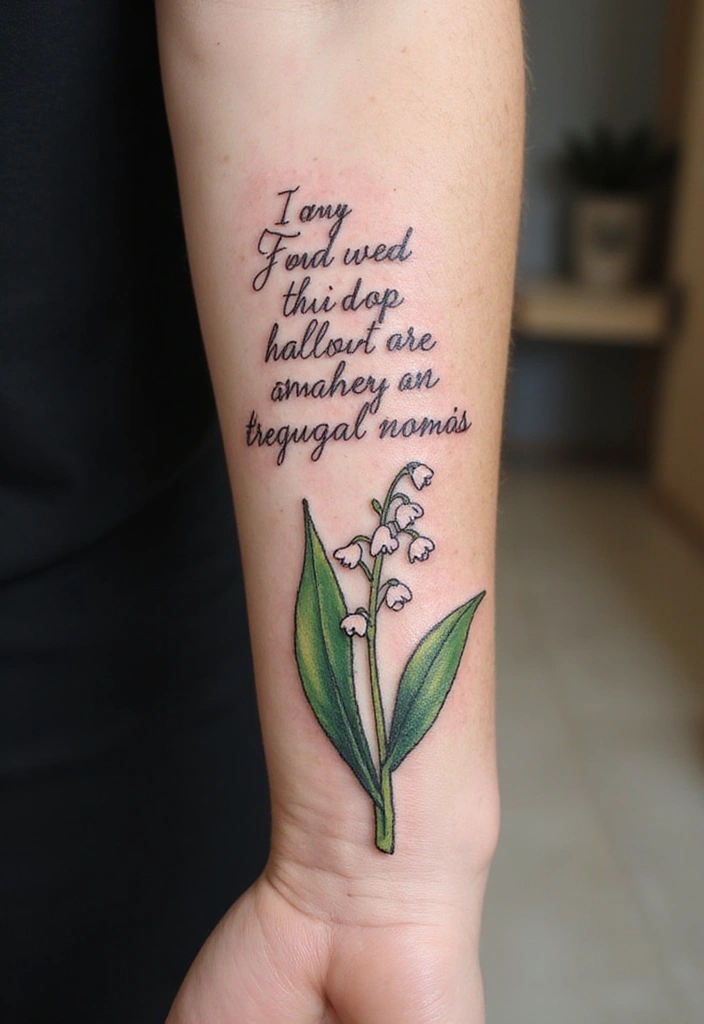 30 Lily of the Valley Tattoo Meaning and Design Ideas - 10. The Combination with Quotes