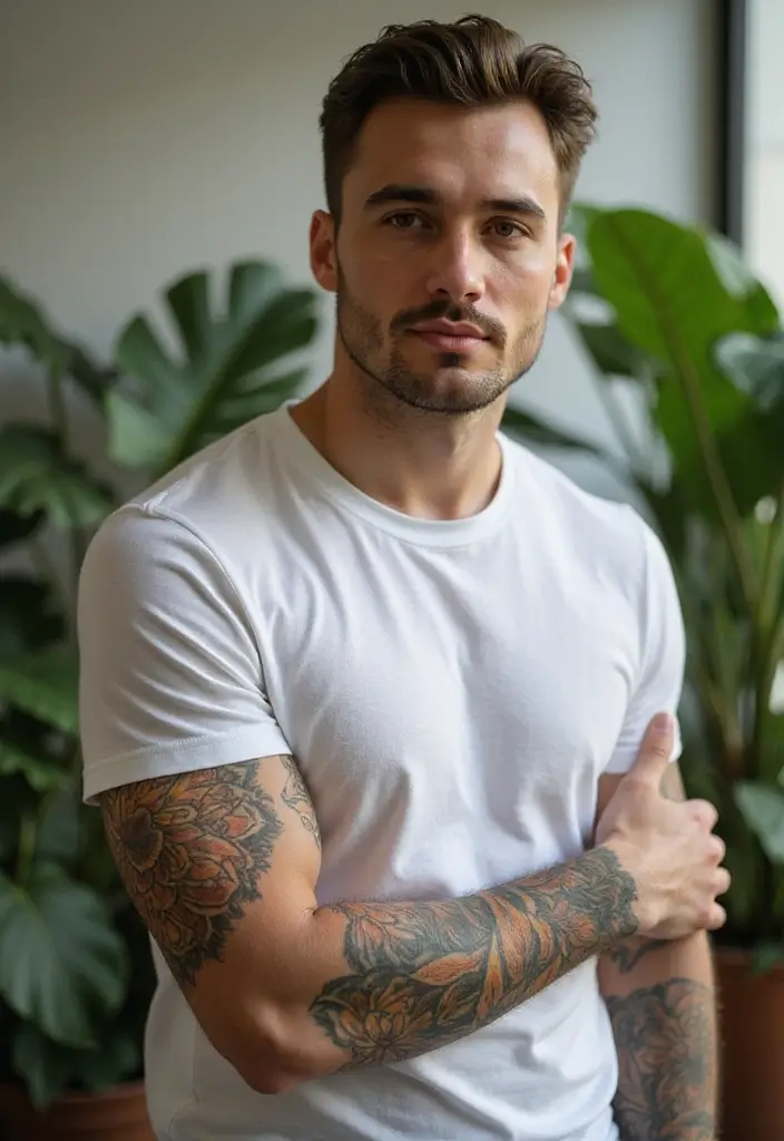 30 Mens Flower Sleeve Tattoo Ideas with Bold Florals - 10. Floral Mandalas for Spirituality