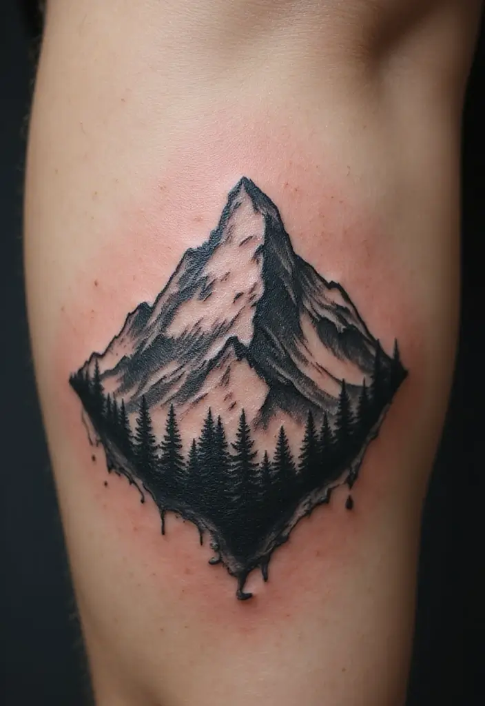 30 Mountain Tattoos for Men That Capture Adventure Spirit - 10. 3D Mountain Tattoos