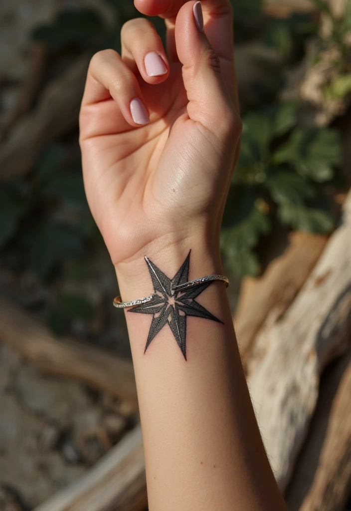 30 Nautical Star Tattoos for Classic Sailor Style - 10. Nautical Star with Geometric Shapes