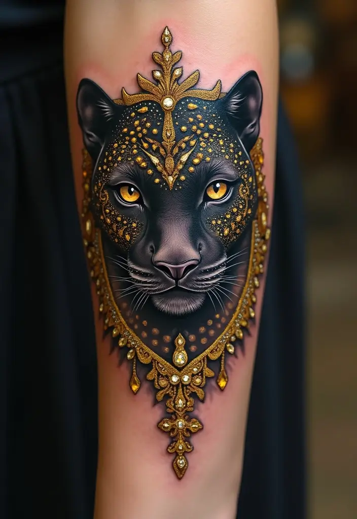 30 Panther Tattoo Designs That Represent Power and Mystery - 10. Panthere de Luxe