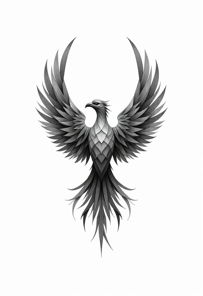 30 Phoenix Reborn Tattoo Designs with Deep Meanings - 10. Geometric Phoenix