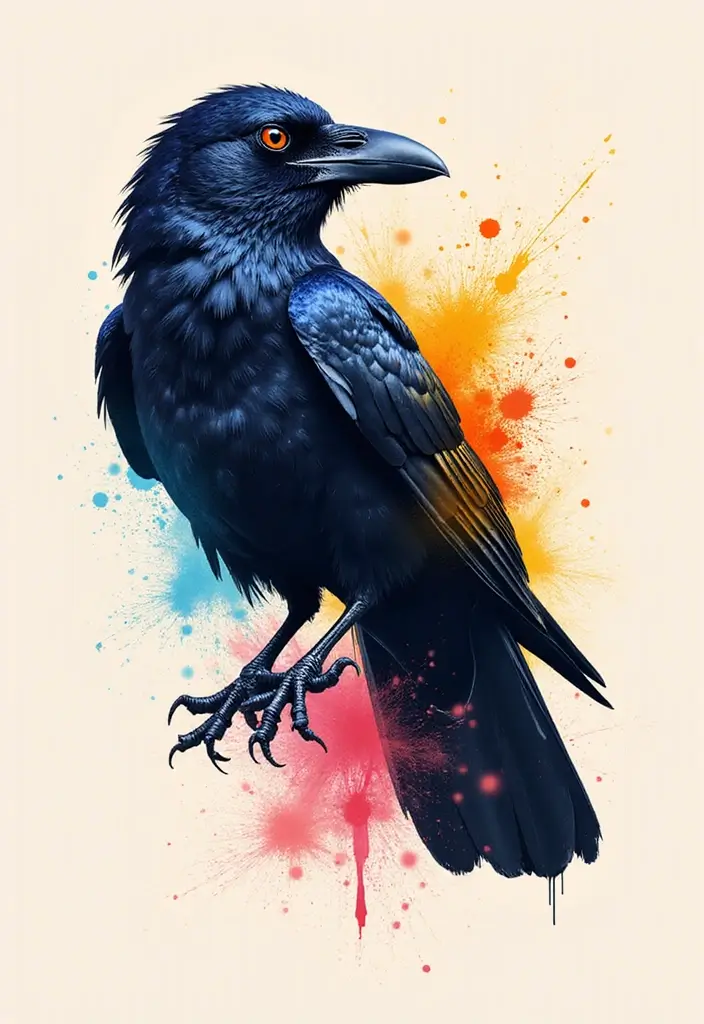 30 Raven Tattoo Shoulder Designs That Look Powerful - 10. Abstract Raven Art
