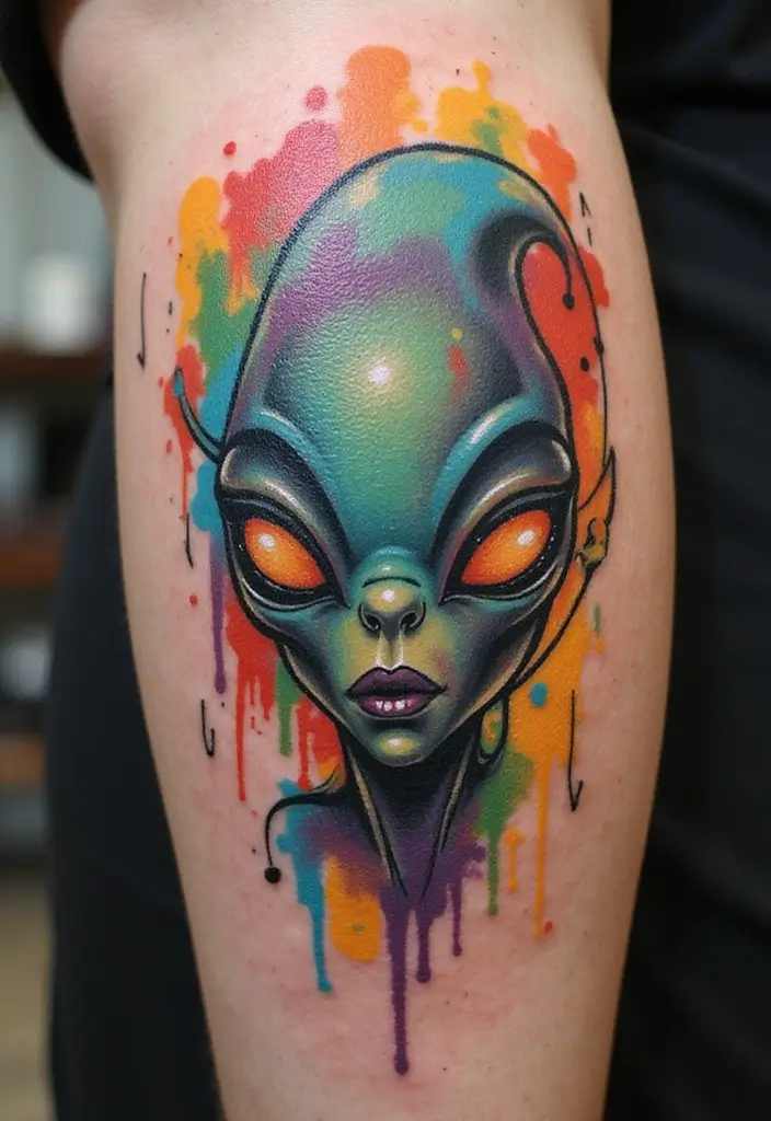 30 Realistic Alien Tattoo Inspirations That Look Out of This World - 10. Abstract Alien Concepts