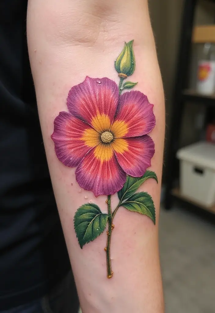 30 September Birth Flower Tattoo Ideas with Meaning - 10. Morning Glory with Water Droplets
