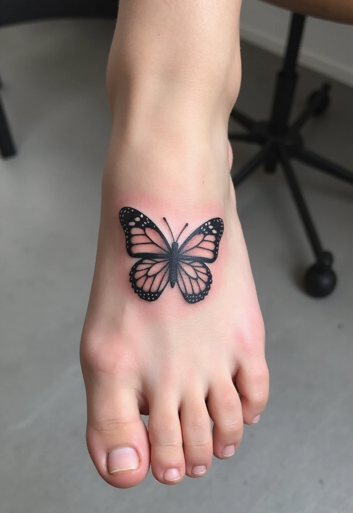 30 Small Tattoo Placements That Make a Big Statement - 10. Minimalist Butterfly on the Foot