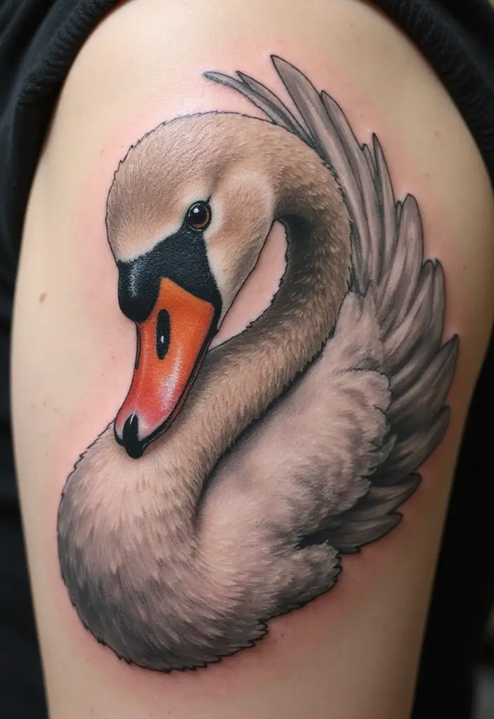 30 Graceful Swan Tattoo Ideas for a Timeless Look - 10. Realistic Swan Portrait