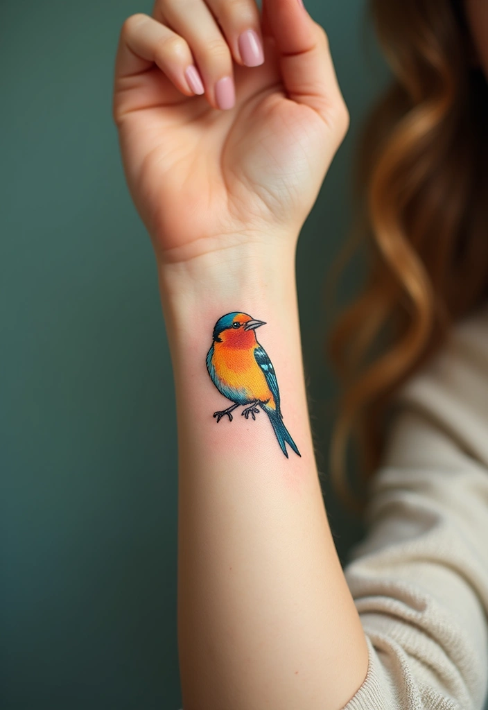 30 Symbolic Bird Tattoos with Powerful Messages - 10. The Joyful Finch