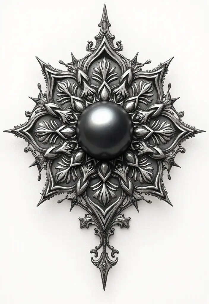 30 Tattoo Black Pearl Ideas to Inspire Your Next Ink - 10. Black Pearl and Mandala Design