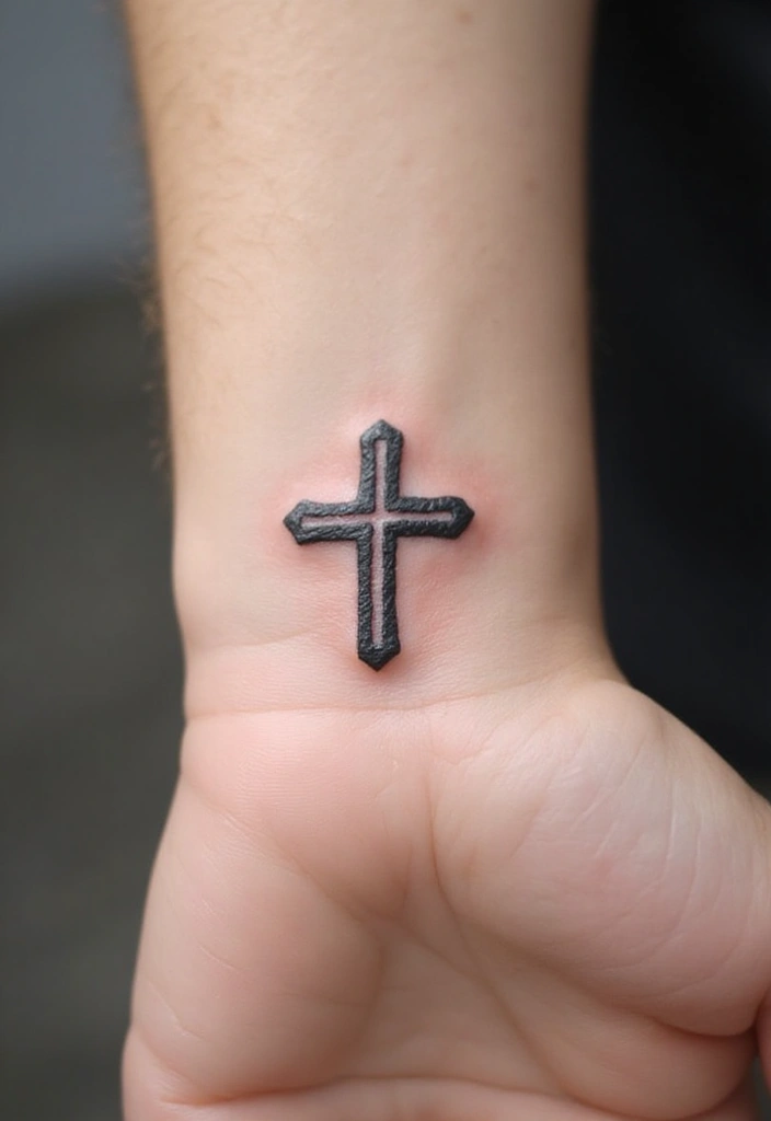 30 Tattoo Cross 3D Designs That Look Realistic - 10. Minimalist Cross