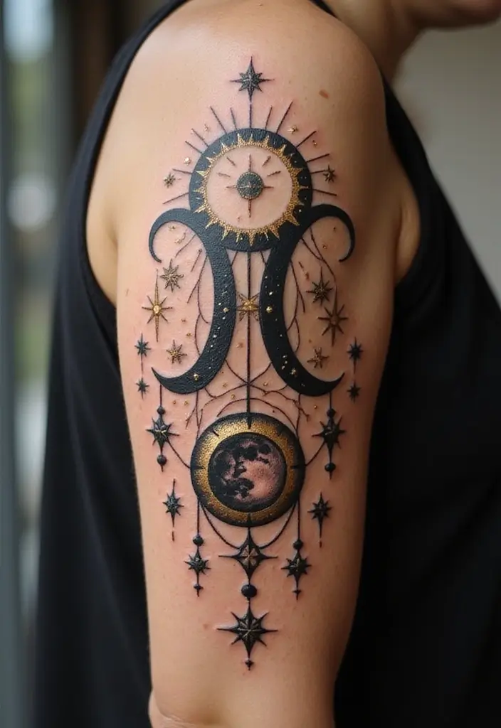 30 Upper Arm Tattoo Ideas for Bold Placement Choices - 10. Zodiac Signs