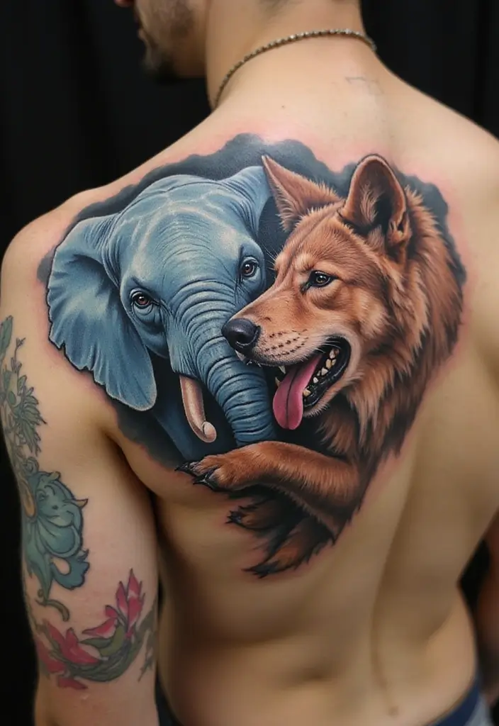 30 Unbreakable Bond Tattoo Inspirations Full of Emotion - 10. Bonding Animal Tattoos