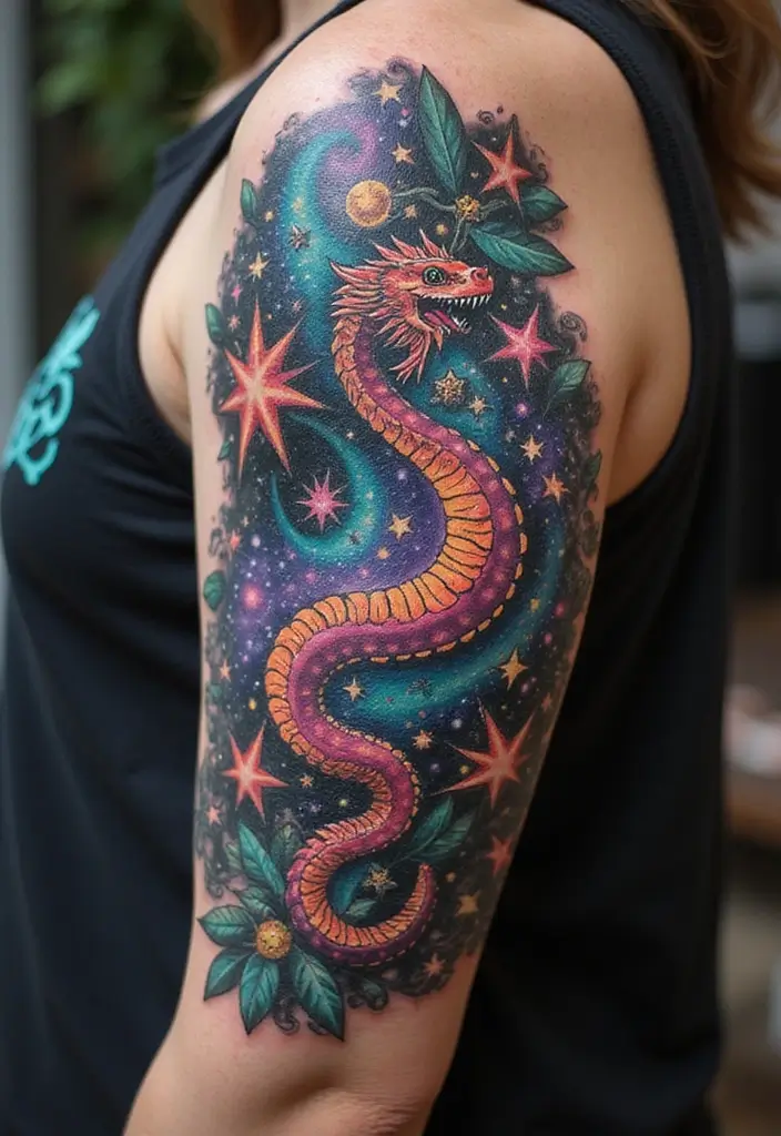 30 Viking Snake Tattoo Designs with Norse Symbolism - 10. The Cosmic Serpent
