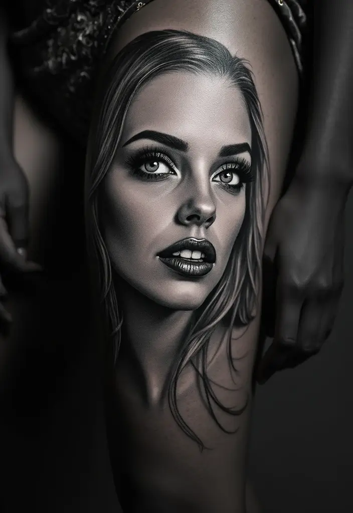 30 White Ink Tattoo Ideas on Dark Skin That Stand Out - 10. Artistic Portraits