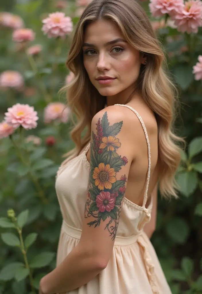 30 Women’s Feminine Arm Tattoos That Look Stylish - 10. Vintage Floral Designs
