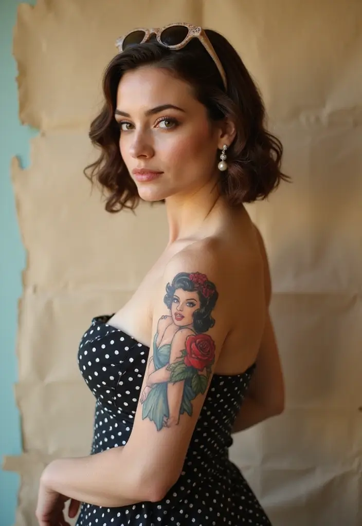30 Arm Tattoos for Women with Stylish and Bold Looks - 11. Vintage Vibes