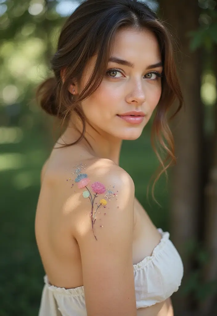 30 Dandelion Tattoo on Shoulder Ideas That Inspire Freedom - 11. Dandelion with Stars