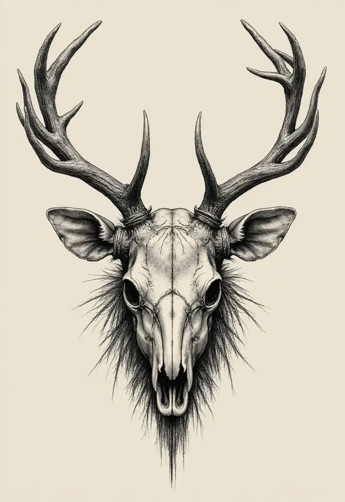 30 Deer Skull Tattoos That Capture Rustic Strength - 11. Matching Couples Tattoos