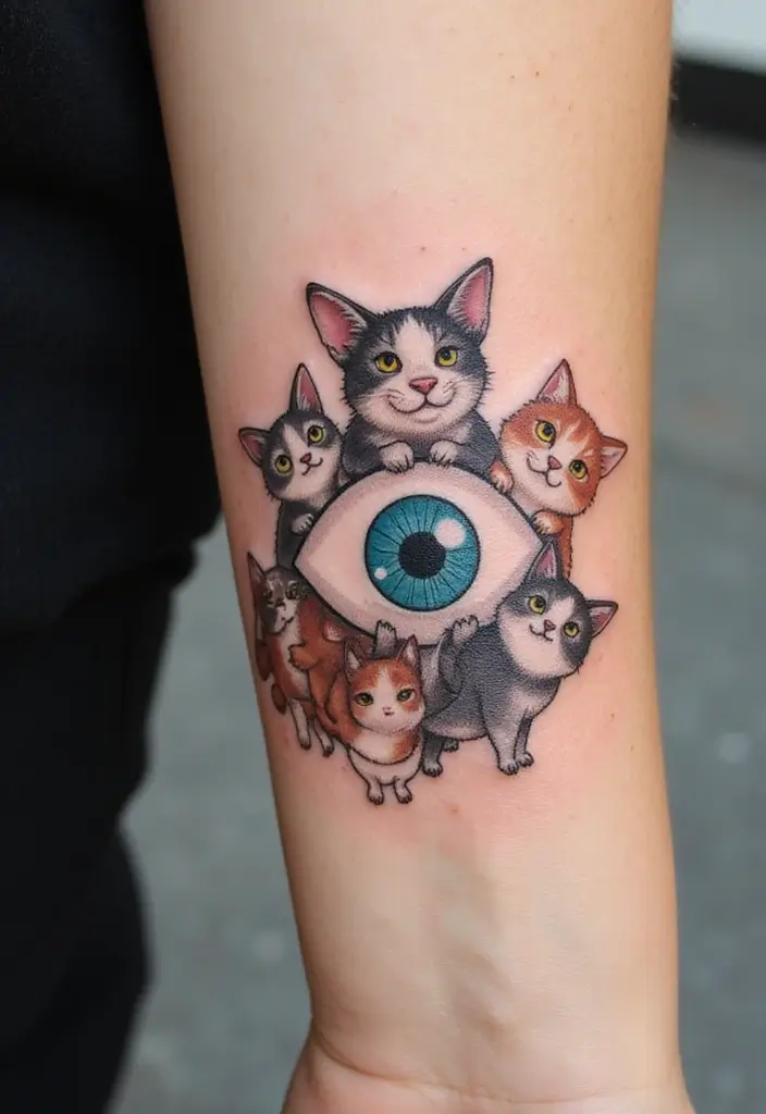 30 Evil Eye Tattoo Designs for Protection and Style - 11. Evil Eye with Quirky Characters