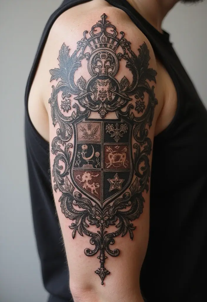 30 Family Crest Arm Tattoos That Carry Heritage - 11. Cultural Inspirations in Crests
