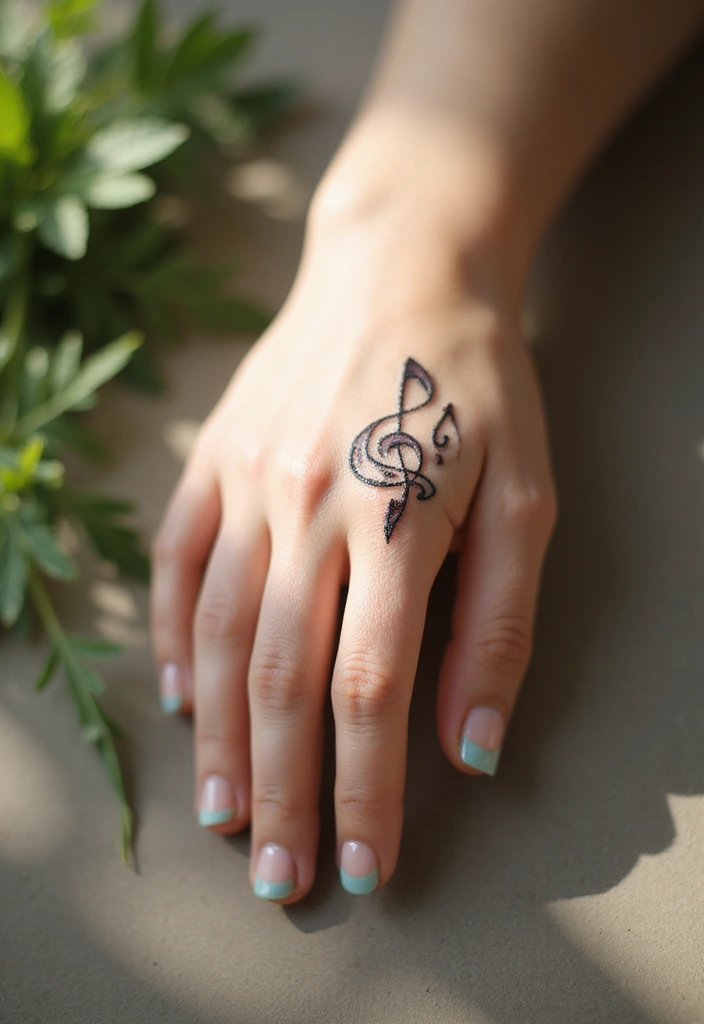 30 Finger Tattoo Ideas for Females That Look Stylish - 11. Music Notes