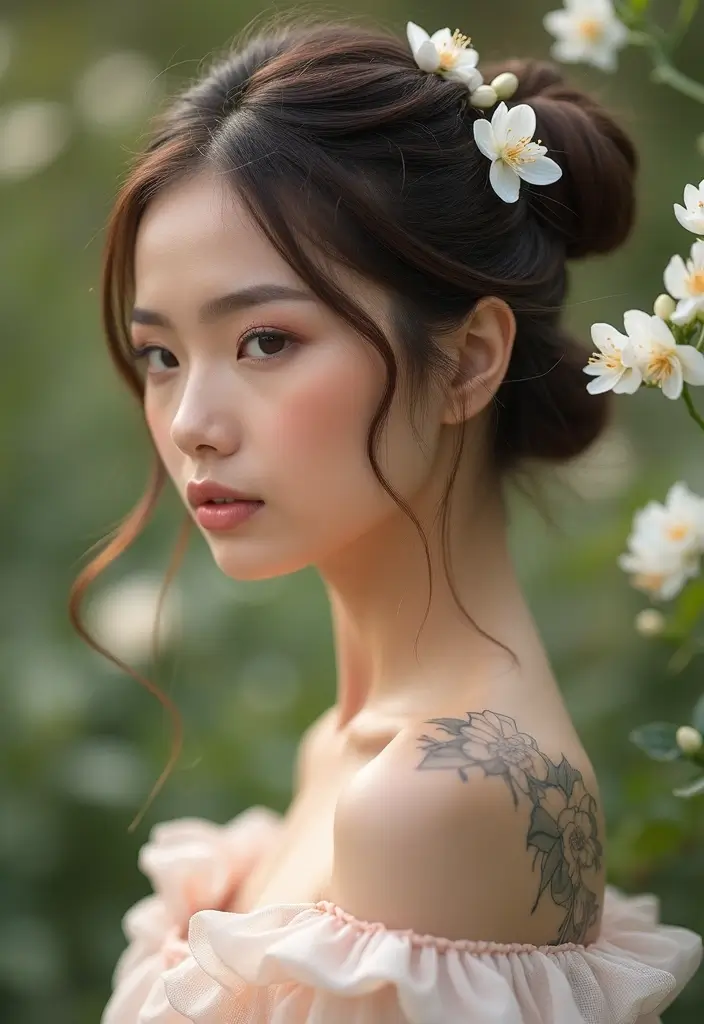 30 Creative Hair Tattoos for Ladies That Stand Out - 11. Elegant Jasmine