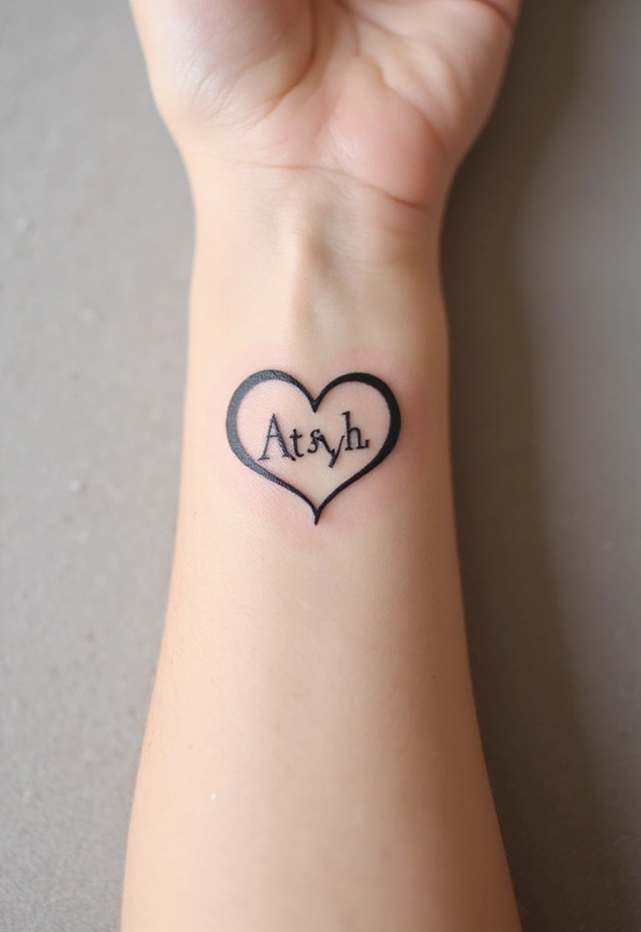 30 Heart Tattoos with Names to Celebrate Love and Bonds - 11. Heart with Initials