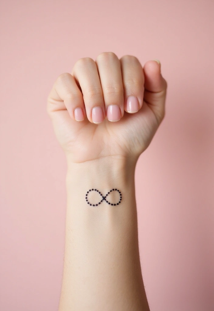 30 Infinity Friendship Tattoo Ideas for Everlasting Bonds - 11. Minimalist Dotted Infinity