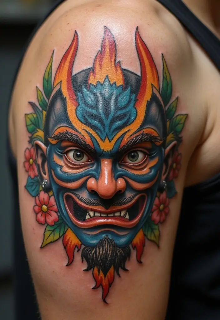 30 Irezumi Tattoo Designs Showcasing Traditional Japanese Art - 11. Hannya Mask: Emotions and Duality