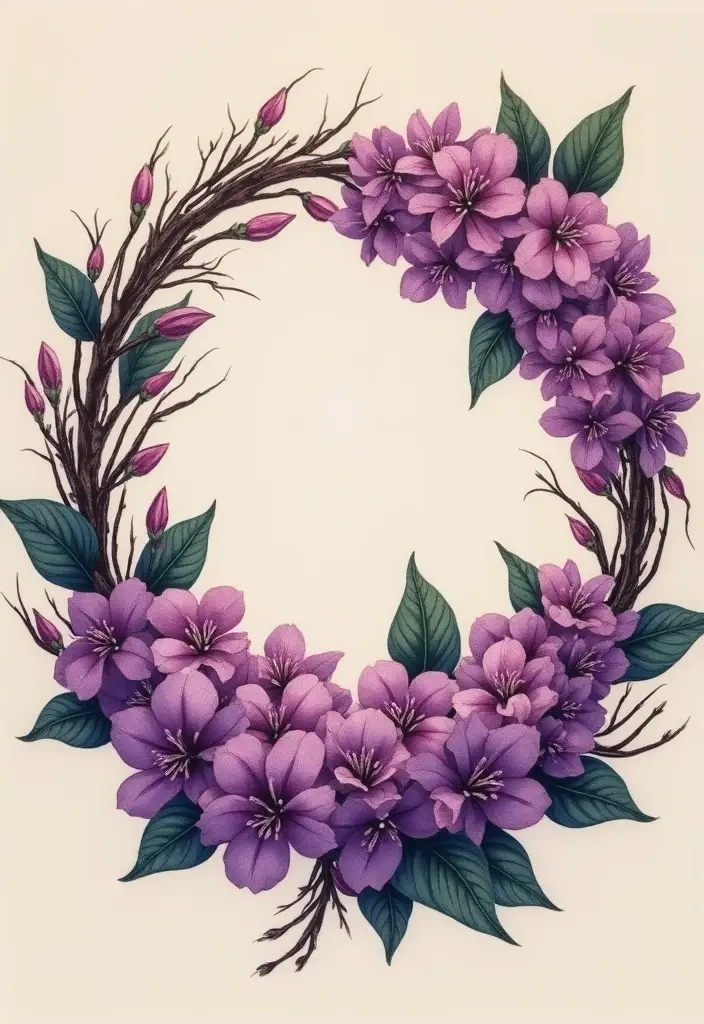 30 Lilac Flower Tattoo Designs with Gentle Symbolism - 11. Lilac Wreath