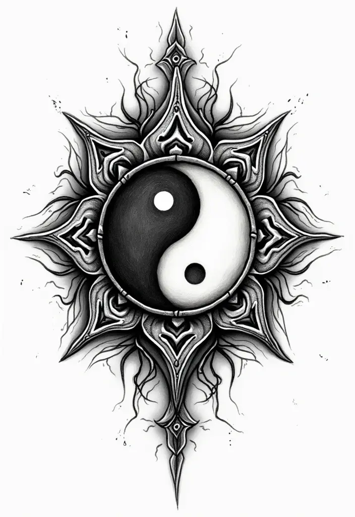 30 Mandala Tattoo Ideas with Spiritual and Geometric Beauty - 11. Yin Yang Mandala