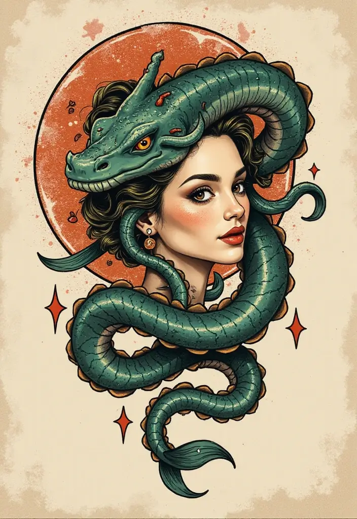 30 Medusa Tattoos for Females with Bold and Fierce Symbolism - 11. Vintage Medusa