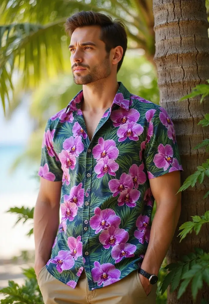 30 Men’s Floral Tattoo Half Sleeve Inspirations - 11. Tropical Paradise with Orchids