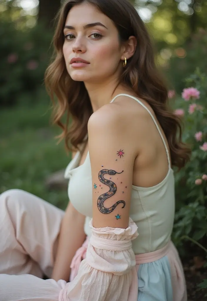 30 Minimalist Small Snake Tattoo Inspirations for Nature Lovers - 11. Whimsical Snake