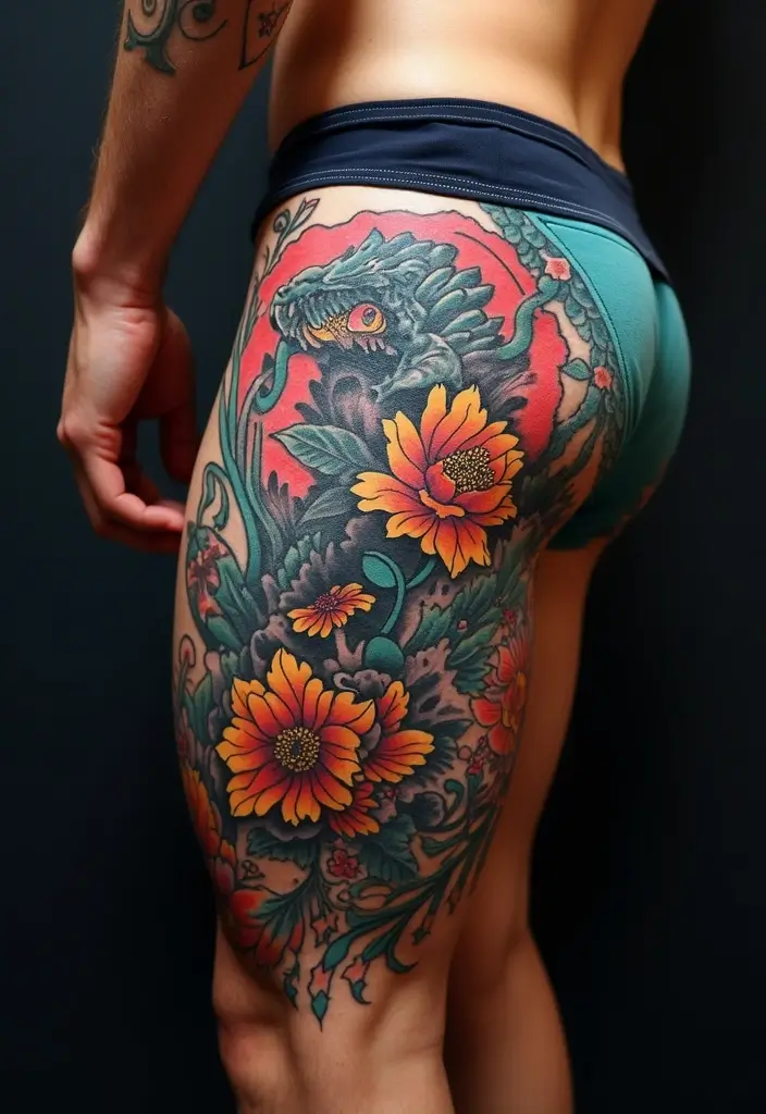 30 Most Popular Body Parts for Men to Tattoo - 11. Thigh Tattoos