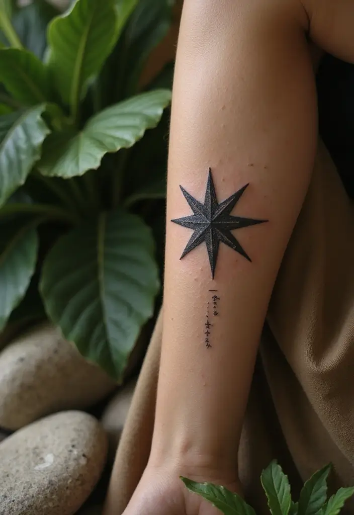 30 Nautical Star Tattoos for Classic Sailor Style - 11. Nautical Star with a Quote