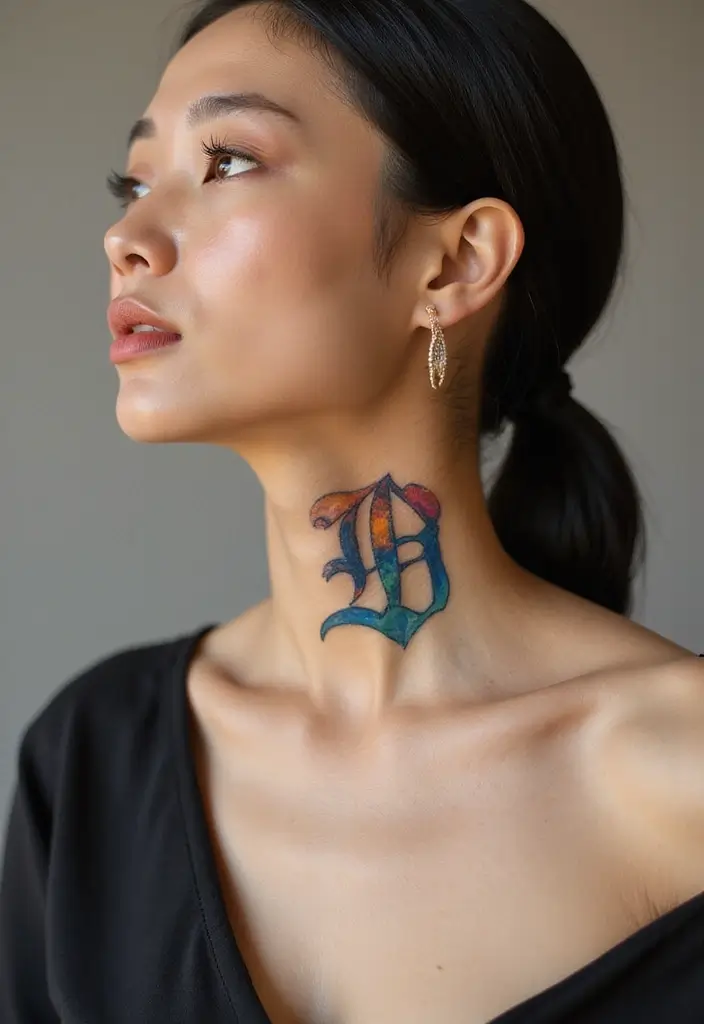 30 Neck Tattoo Fonts That Stand Out - 11. Artistic Block Letters