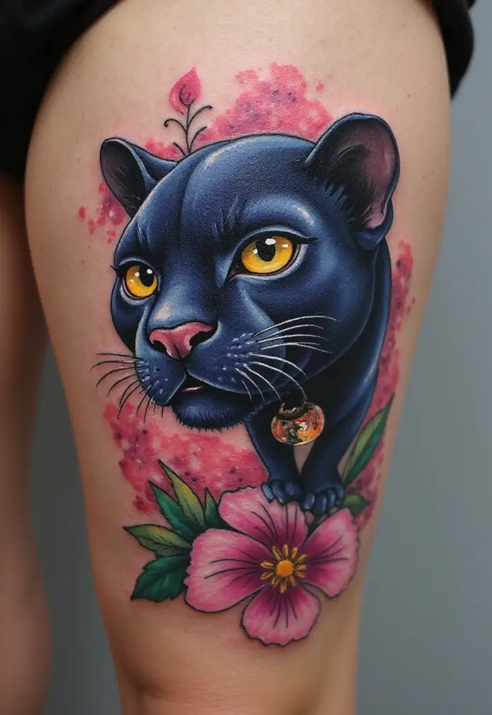 30 Panther Tattoo Designs That Represent Power and Mystery - 11. Panthaire Illustrative