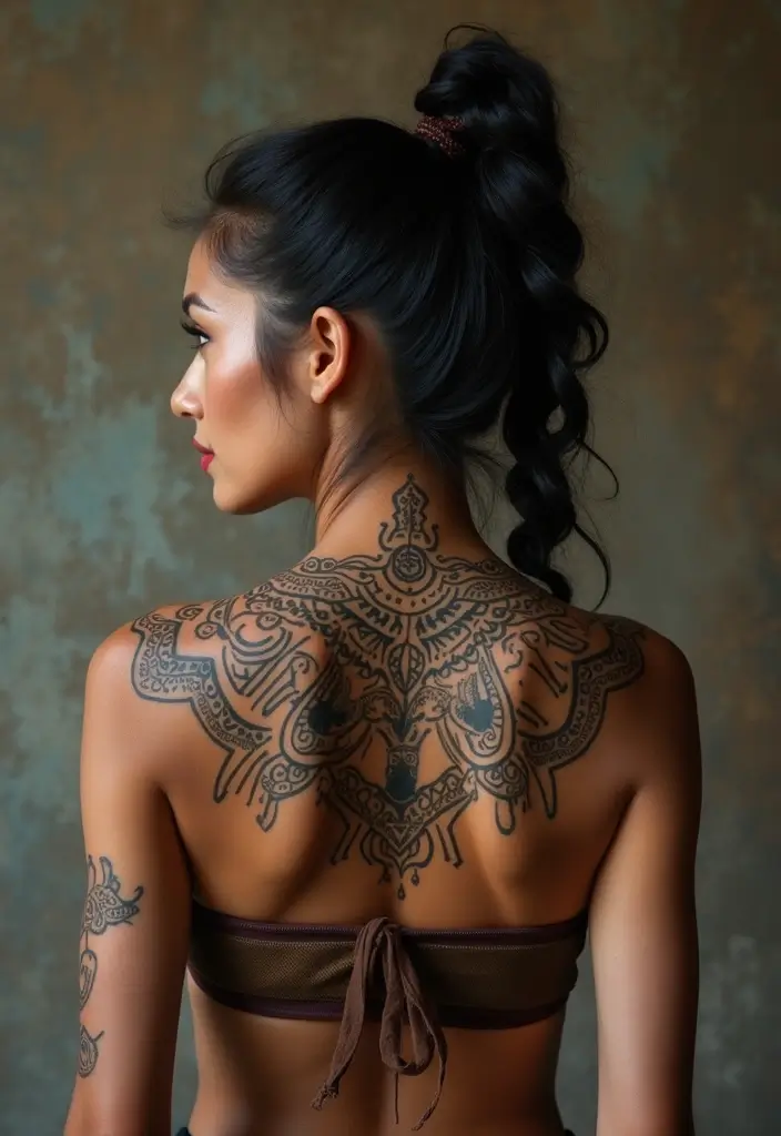 30 Shoulder and Back Tattoos for Women That Look Stunning - 11. Cultural Symbols