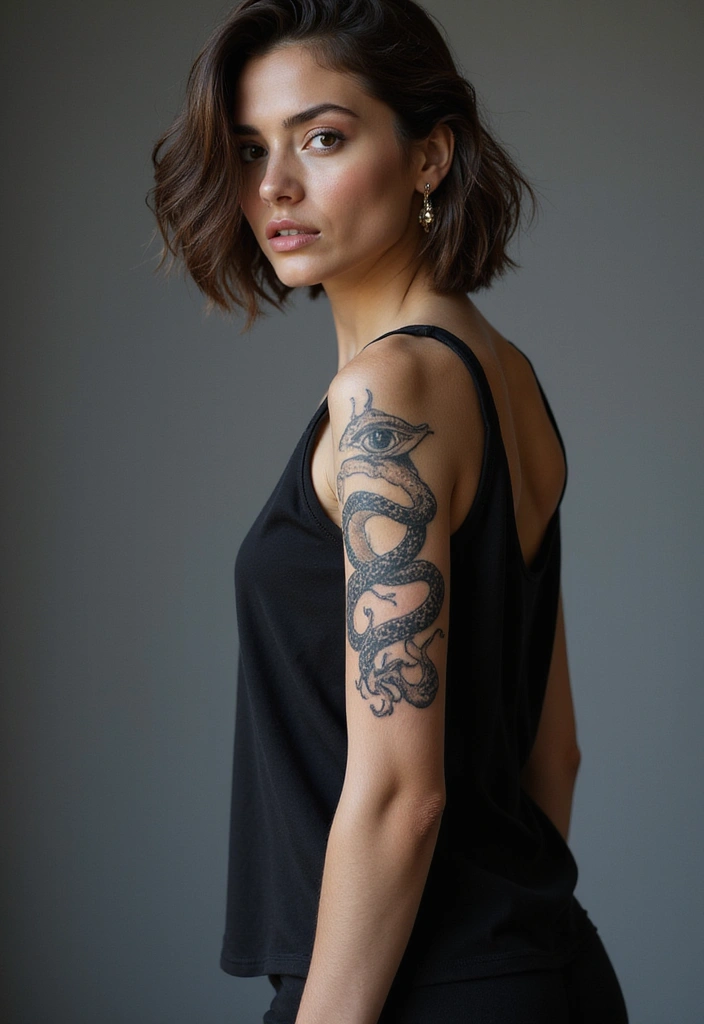 30 Snake Body Tattoo Designs That Look Striking - 11. Snake and Eye Symbol
