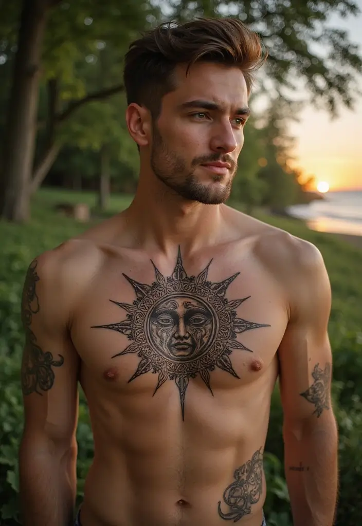 30 Sun Tattoo Men Ideas for Radiant Energy - 11. Celtic Sun Tattoo