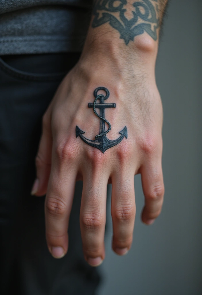 30 Symbol Hand Tattoos for Men That Speak Volumes - 11. The Anchor