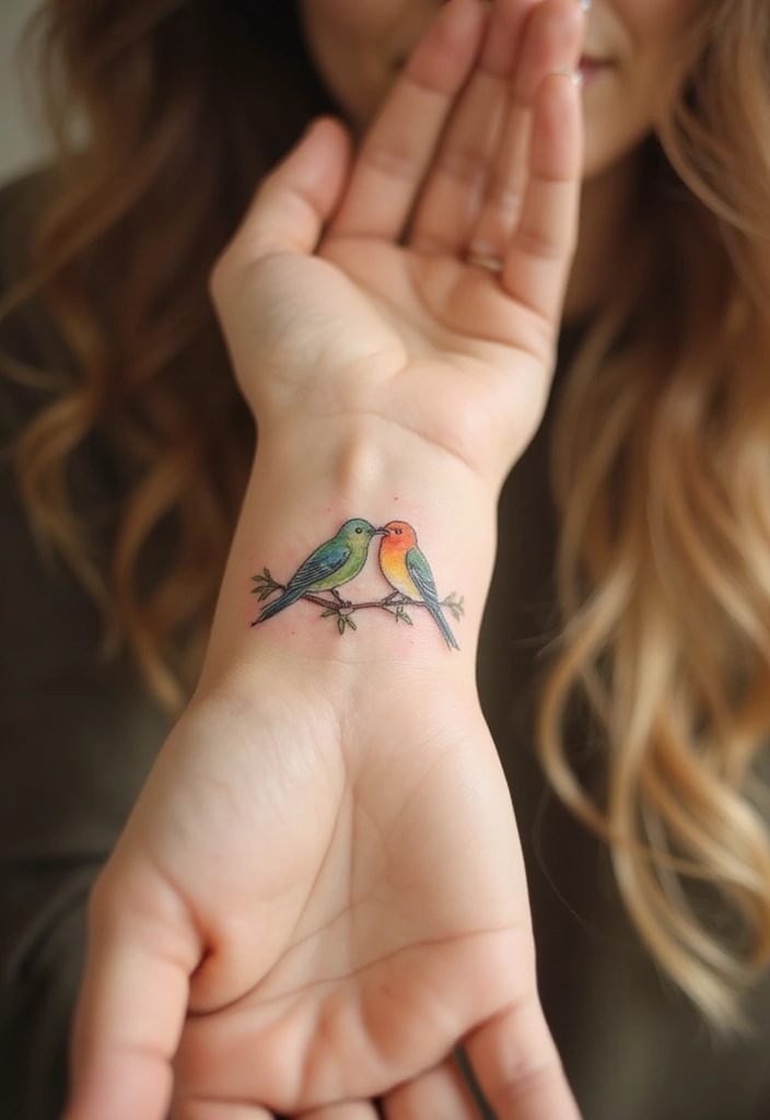 30 Symbolic Bird Tattoos with Powerful Messages - 11. The Symbol of Love: The Lovebird