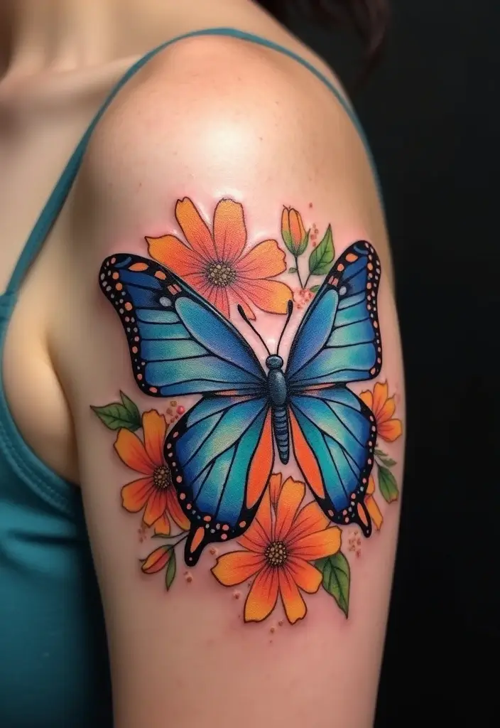 30 Upper Arm Tattoo Ideas for Bold Placement Choices - 11. Beautiful Butterflies