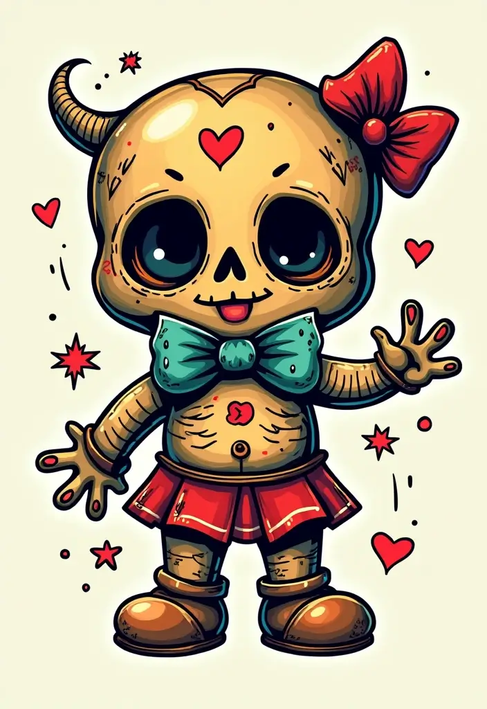 30 Voodoo Doll Tattoos with Dark and Mysterious Designs - 11. Whimsical Voodoo Dolls