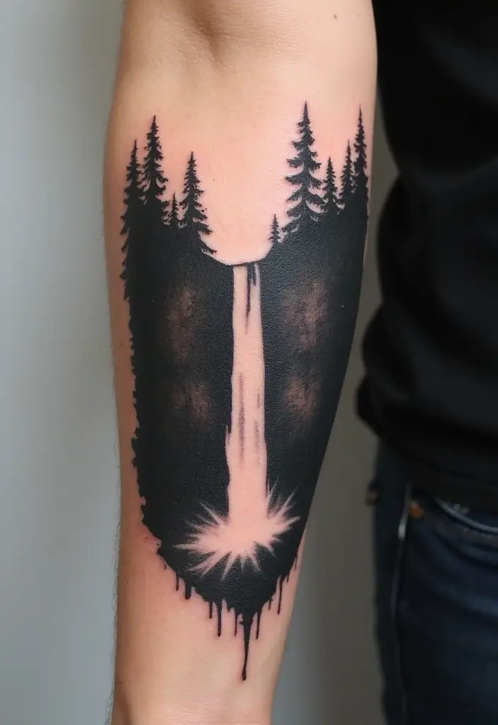 30 Waterfall Tattoos That Flow with Beauty - 11. Waterfall Silhouettes